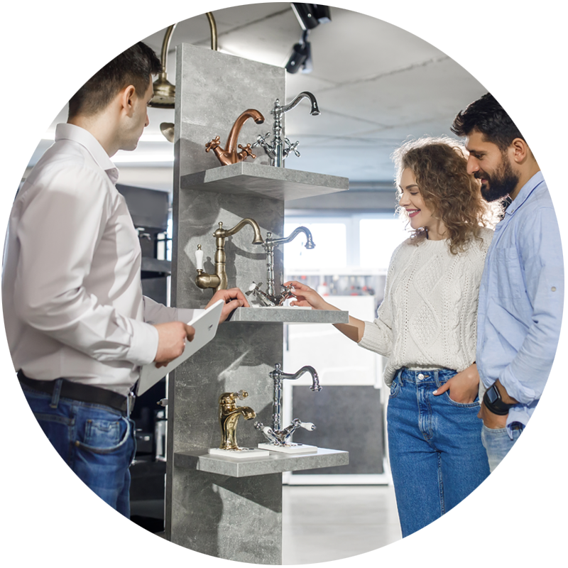 Couple Looking at Sinks