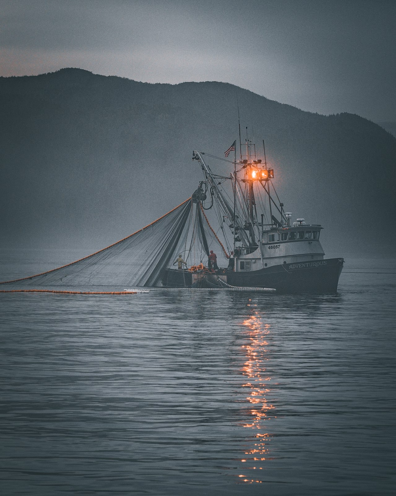 Adventurous crew seine fishing