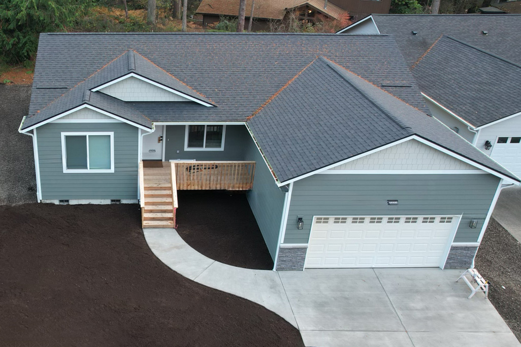 Aerial shot of new vacation home build