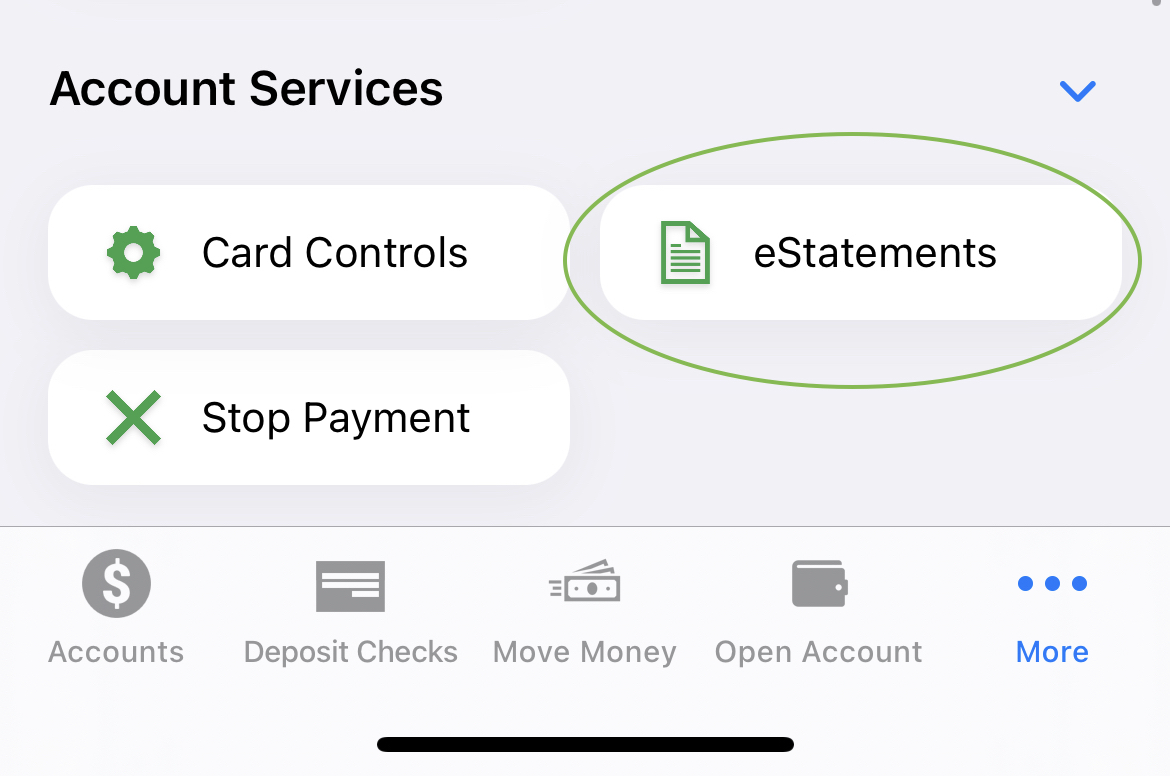 eStatements mobile step 2